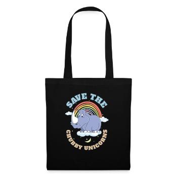 Save The Chubby Unicorns Cute Rhinoceros - Stoffbeutel - Schwarz - Vorne
