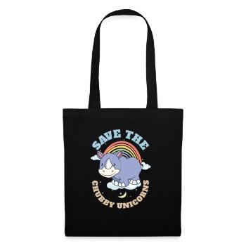 Save The Chubby Unicorns Cute Rhinoceros - Stoffbeutel - Schwarz - Vorne