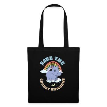 Save The Chubby Unicorns Cute Rhinoceros - Stoffbeutel - Schwarz - Vorne