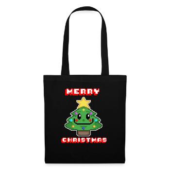Merry Christmas I Xmas I 8 Bit Pixelated - Stoffbeutel - Schwarz - Vorne