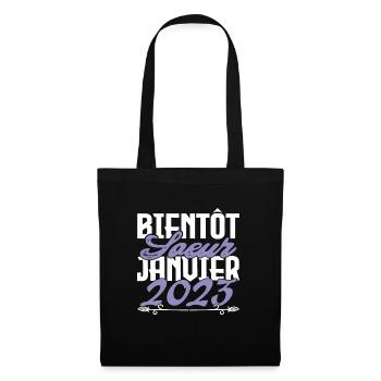 Annonce grossesse. bientôt Sœur Janvier 2023.soeur - Sac en tissu - noir - Devant