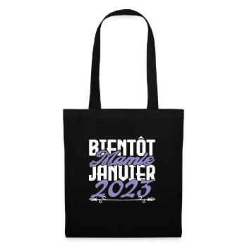 Annonce grossesse. bientôt Mamie Janvier 2023. - Sac en tissu - noir - Devant