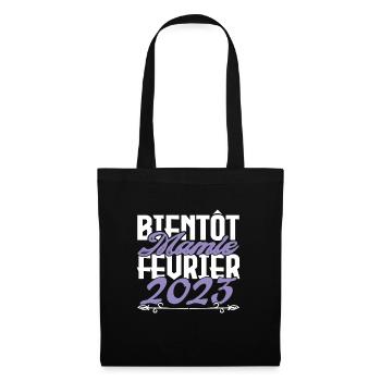 Annonce grossesse. bientôt Mamie Février 2023. - Sac en tissu - noir - Devant