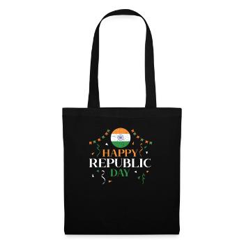 Joyeux Jour de la République Hindustani Inde Drapeau Indien - Sac en tissu - noir - Devant