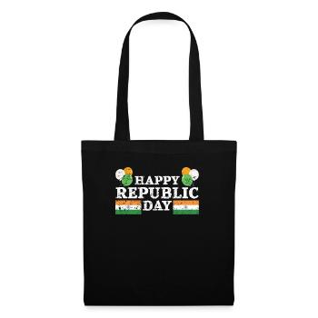 Joyeux Jour de la République Hindustani Inde Drapeau Indien - Sac en tissu - noir - Devant