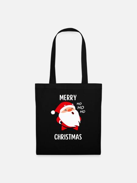Merry Christmas Lustiges Weihnachtsshirt - Stoffbeutel - Schwarz