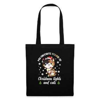 my favorite color is christmas lights and cats - Stoffbeutel - Schwarz - Vorne