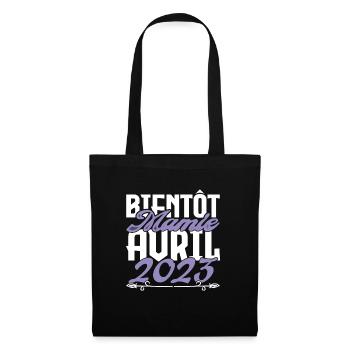 Annonce grossesse. bientôt Mamie Avril 2023. - Sac en tissu - noir - Devant