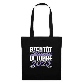 Annonce grossesse. bientôt Mamie Octobre 2023. - Sac en tissu - noir - Devant