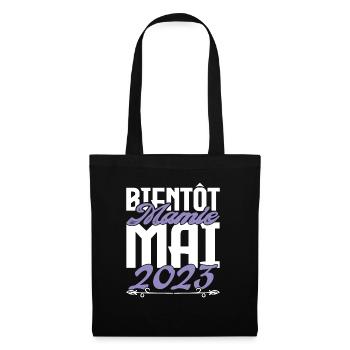 Annonce grossesse. bientôt Mamie Mai 2023. - Sac en tissu - noir - Devant