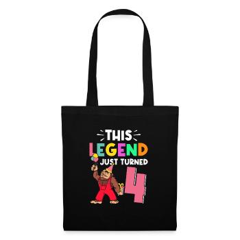 Bigfoot Party Supplies This Legend Just Turned 4 - Tote Bag - black - Front
