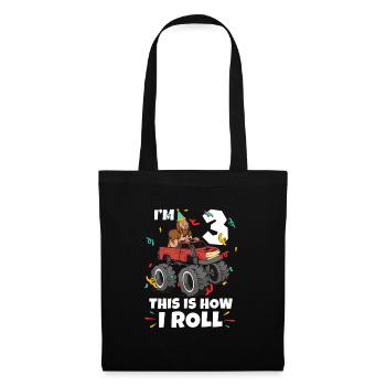 Bigfoot Party Supplies I'm 3 This Is How I Roll - Tote Bag - black - Front