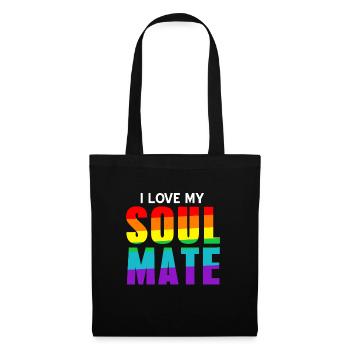 I Love My Soul Mate Cool Retro Designs - Stoffbeutel - Schwarz - Vorne