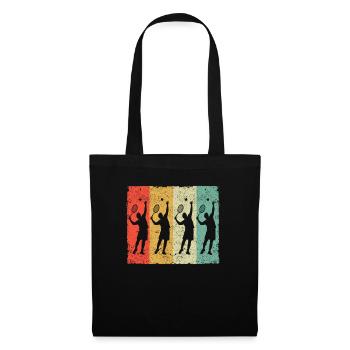 Joueur de tennis Silhouette Trainer Fan Retro Vintage - Sac en tissu - noir - Devant
