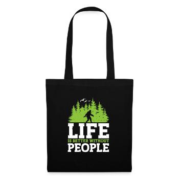 Bigfoot Sasquatch La vie est meilleure sans les gens - Sac en tissu - noir - Devant