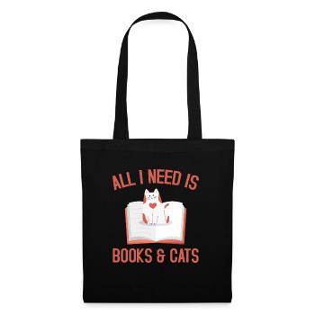 All I need is books - Stoffbeutel - Schwarz - Vorne