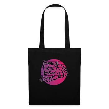 Chat graphique Retro Cat pour les propriétaires de chats - Sac en tissu - noir - Devant
