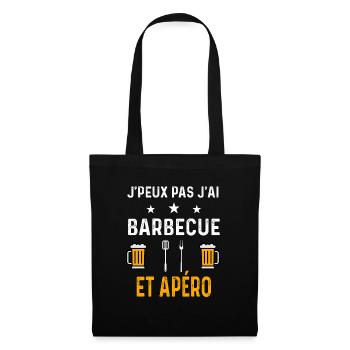 je peux pas j'ai barbecue ustensiles et apéro - Sac en tissu - noir - Devant