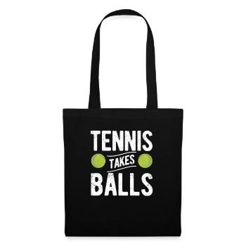 Tennis nimmt Bälle lustig Sportspieler Trainer Fan - Stoffbeutel - Schwarz - Vorne
