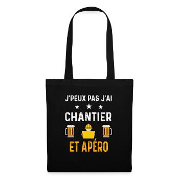 je peux pas j'ai chantier et apéro - Sac en tissu - noir - Devant