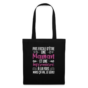 pas facile d'être une maman et une Infermière. - Sac en tissu - noir - Devant