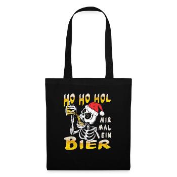 Ho Ho Hol Bier Weihnachtsgeschenk - Stoffbeutel - Schwarz - Vorne