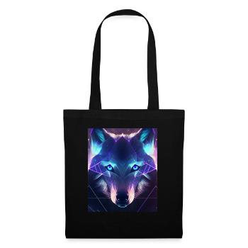 Polygone de loup géométrique abstrait mystique - Sac en tissu - noir - Devant