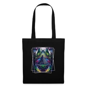 Geometrisch Natur Trance Polygon Abstrakt Mystisch - Stoffbeutel - Schwarz - Vorne