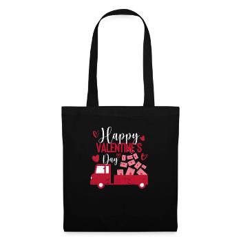 Happy Valentines Day Red truck with letters post - Tote Bag - black - Front