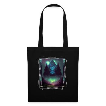 Geometrisch Natur Trance Polygon Abstrakt Mystisch - Stoffbeutel - Schwarz - Vorne