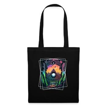 Nature géométrique Trance Polygone Abstrait Mystique - Sac en tissu - noir - Devant