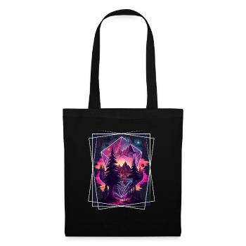 Geometrisch Natur Trance Polygon Abstrakt Mystisch - Stoffbeutel - Schwarz - Vorne
