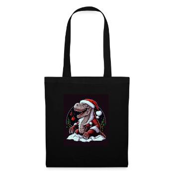 Dino T-Rex Christmas Tree Fairy Lights Hiver - Sac en tissu - noir - Devant