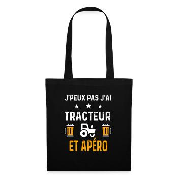 je peux pas j'ai tracteur et apéro - Sac en tissu - noir - Devant
