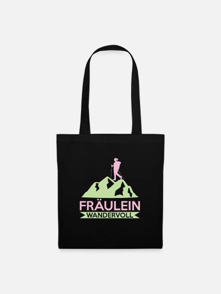 Wanderspruch Für Frau Fräulein Wandervoll Wandern - Stoffbeutel - Schwarz