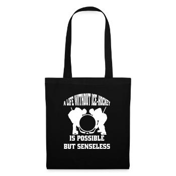 Eishockey Geschenk Wintersport Eishockeyteam - Stoffbeutel - Schwarz - Vorne