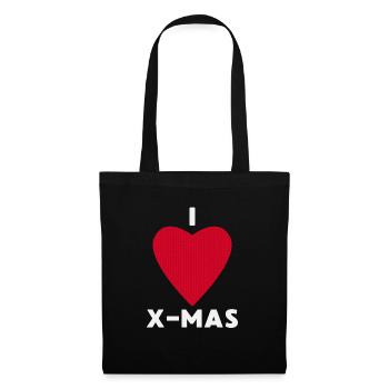 J’adore Noël Noël Cœur tricoté - Sac en tissu - noir - Devant