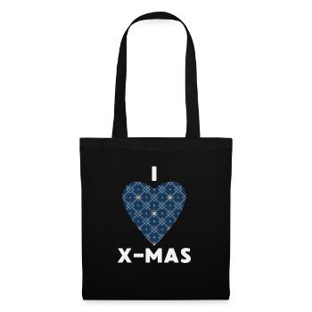 J’adore Noël Noël Cœur tricoté - Sac en tissu - noir - Devant