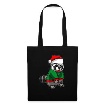 Raccoon with Christmas Hat Christmas Costume - Tote Bag - black - Front