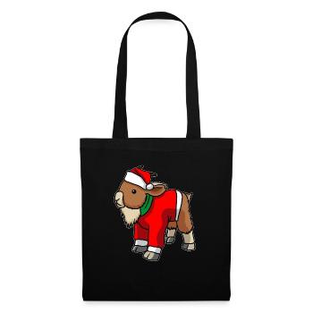 Chèvre avec pull de Noël - Sac en tissu - noir - Devant