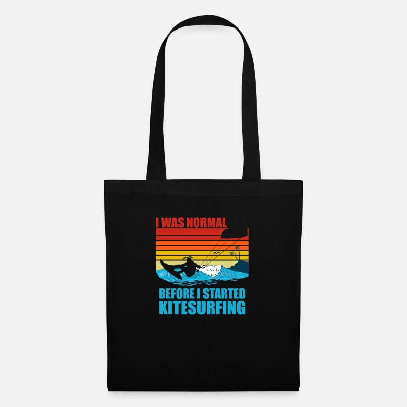 Ich war normal vor dem Kitesurfen lustiges Kitesurfen - Stoffbeutel - Schwarz
