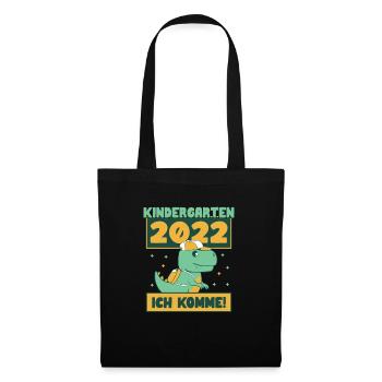 Kindergarten 2022 Ich Komme Kindergartenkind Dino - Stoffbeutel - Schwarz - Vorne