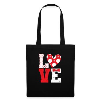 Polka Dot Love Heart Fly Saint-Valentin Couples - Sac en tissu - noir - Devant