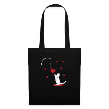 Katzenspielzeug Liebe V-Day Katzen Liebhaber - Stoffbeutel - Schwarz - Vorne