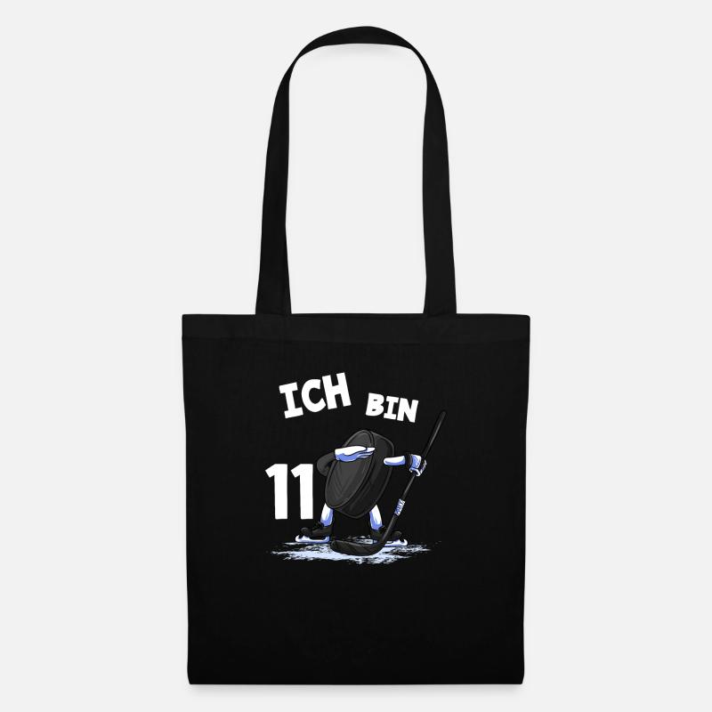Ich bin 11 Jahre Eishockey Puck 11. Geburtstag - Stoffbeutel - Schwarz
