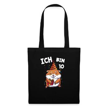 Ich bin 10 Jahre Hamster 10. Geburtstag - Stoffbeutel - Schwarz - Vorne