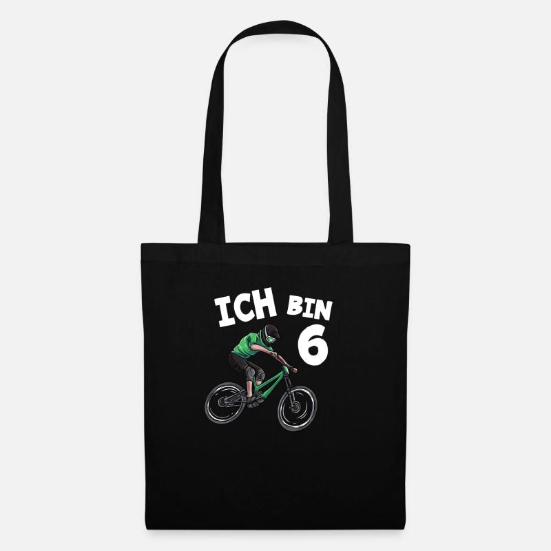 Ich bin 6 Jahre Mountainbike 6. Geburtstag - Stoffbeutel - Schwarz