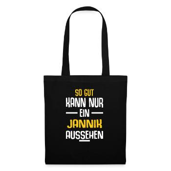 Jannik Vorname Name Geburtstag - Stoffbeutel - Schwarz - Vorne
