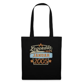 Legendär seit Januar 2005 Geburtstag Sprüche 18 - Stoffbeutel - Schwarz - Vorne