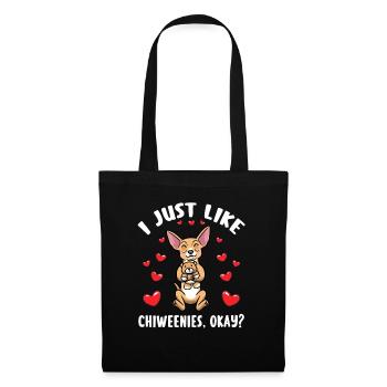 Chiweenie chien avec peluche - Sac en tissu - noir - Devant